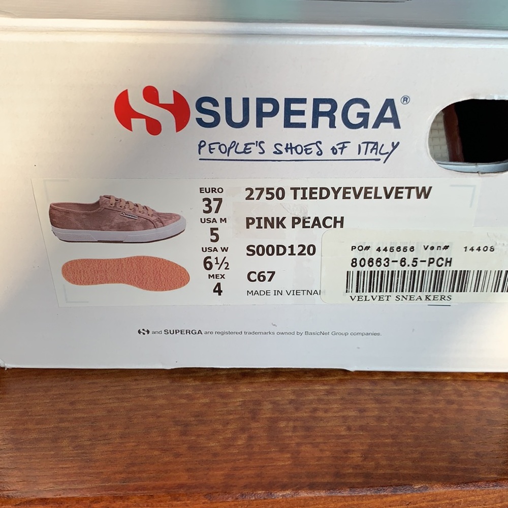 Superga Tie Dye Pink/Peach Velvet Sneakers Brand New in Box - Picture 5 of 16